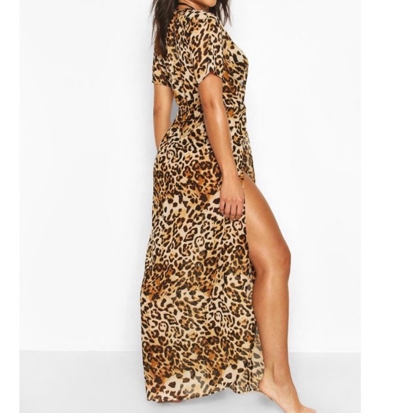 Leopard print maxi beach kaftan NWT - Picture 3 of 3